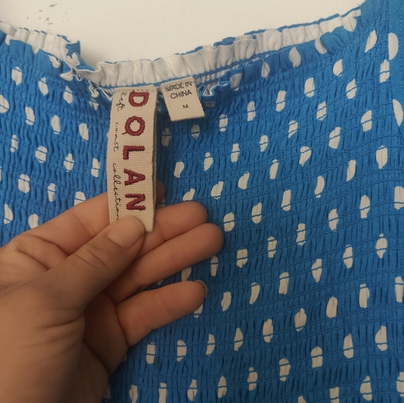 Anthropologie Dolan Blue & White Long Sleeve Polka Dot Midi maxi Dress - Picture 5 of 7